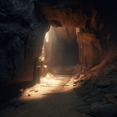 Exploring the Ancient Cave Geology. - obrazy, fototapety, plakaty