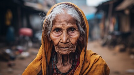 Fototapeta premium Portrait of an old Indian woman