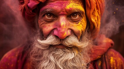 Indian man, Holi festival, Phagwah, Bhojpuri, multi-colored powder , festival of colors