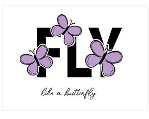 butterfly and slogan design drawing vector