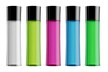 Collection of cosmetic bottles isolated