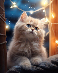 A cute cat with dreamy LED lights decoration