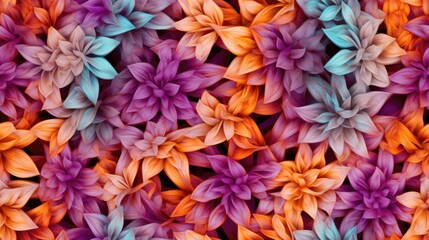  a bunch of colorful flowers that are in the middle of a wall of flowers that are multicolored and arranged in the shape of a flower.  generative ai