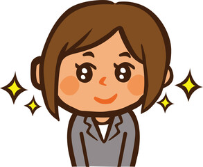 会社員の女性の上半身のイラスト