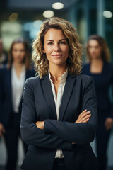 Fototapeta premium Happy businesswoman by Generative AI
