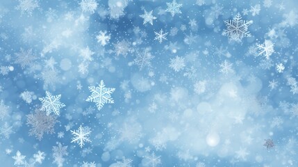 Naklejka na ściany i meble a blue background with snow flakes and snow flakes in the middle of the image and a blue background with snow flakes and snow flakes in the middle of the image. generative ai