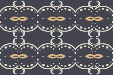 Obraz premium Ikat Damask Embroidery Background. Ikat Diamond Geometric Ethnic Oriental Pattern Traditional. Ikat Aztec Style Abstract Design for Print Texture,fabric,saree,sari,carpet.