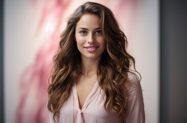 Portrait of a young beautiful woman with long hair