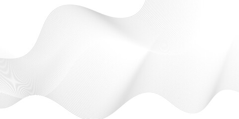 Abstract white and gray wave geometric Technology, data science frequency gradient lines on transparent background. Isolated on white background. black and white wavy stripes background.
