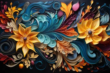 Zelfklevend Fotobehang Pattern intricate design colorful patterns abstract © yuchen