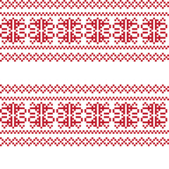 Red Snowflakes Fair Isle Seamless Pattern Design