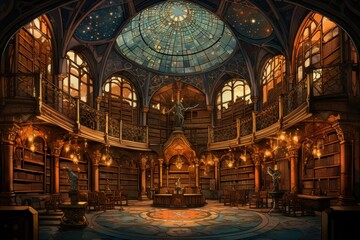 Ancient Celestial Libraries - Generative AI - obrazy, fototapety, plakaty