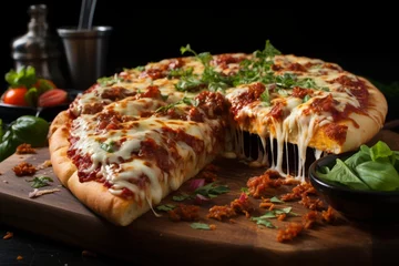 Foto op Aluminium Pepperoni pizza on plate © yuchen