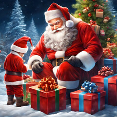 santa claus with christmas gifts