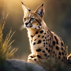 Obraz premium Serval Photography Stock Photos cinematic, wildlife, serval, Big Cat, for home decor, wall art, posters, game pad, canvas, wallpaper