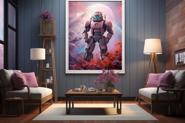 Interior of the living room. 3D illustration.