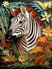 Fototapeta na wymiar Beautiful papercut quilling paper filigree zoo animals