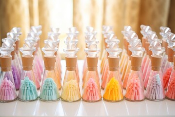 mini pastel-colored champagne bottles as shower tokens