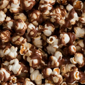 Chocolate Popcorn close up photograph, seamless image
