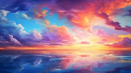 sunset over the sea   generated by AI