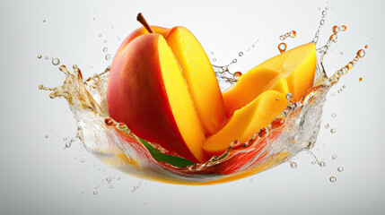Mango juice is a fruit that is being juiced. - obrazy, fototapety, plakaty