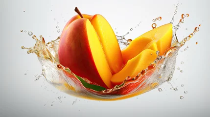 Abwaschbare Fototapete Mango juice is a fruit that is being juiced. © MSHAHID