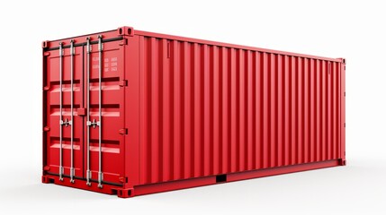 Fototapeta premium Red cargo container isolated on white background