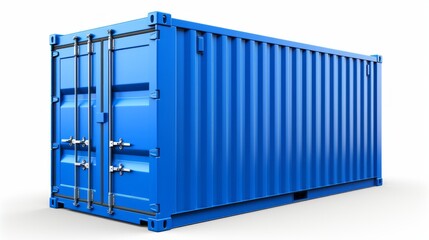Blue cargo container isolated on white background