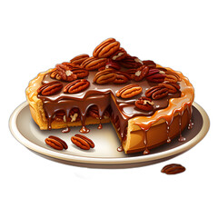 Pecan pie, pie, Thanksgiving pie, dessert, isolated clipart, Thanksgiving isolated clipart