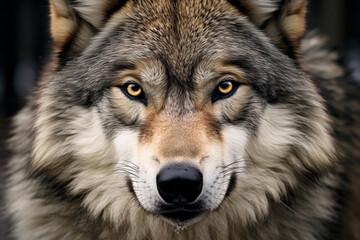 Fototapeta premium Close-up photo of wolf, scary predator in the forest. 
