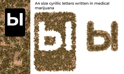 A4 size cyrillic letters written in medical marijuana