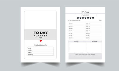 To Day Planner Template. To Do List Planner Design with cover page design layout