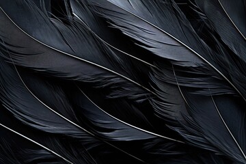 Feather's Lightness: Black Abstract Background with Feather Textures