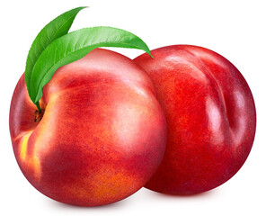 Organic peach isolated on white background