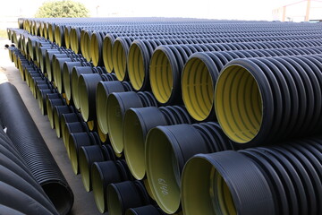Black HDPE Double Wall Corrugated Pipe, 
HDPE Pipes Manufacturers, HDPE DWC Yellow pipes