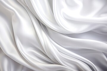 Panoramic White Gray Satin Texture: Silver Silk Fabric Background