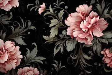 Gardinen Opulent Ornaments: Black Floral Designs in a Retro Style © Michael