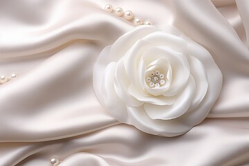 Pearl Presence: Close-Up White Satin - Pure, Elegant Background Designs