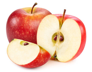 Fresh red apple leaf isolated on white