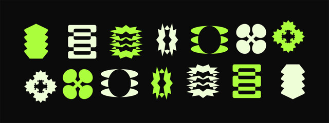 Brutalism shapes, minimalist geometric elements, abstract bauhaus forms. Trendy modern graphic element vector set