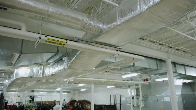 Equipment, Supply Air Ducting HVAC system as found inside of industrial room. 