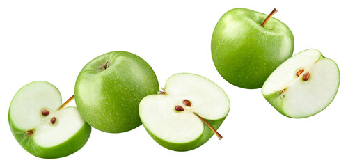 Apple with leaves isolated on white.