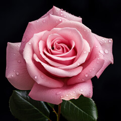 Beautiful pink rose, closeup, ai technology