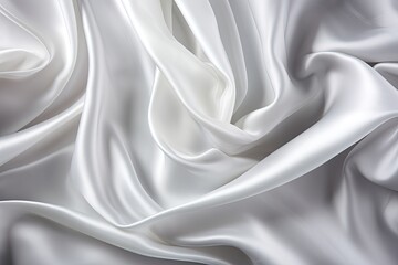 Silver Current: White Gray Satin Texture Silk Background with Blur Pattern
