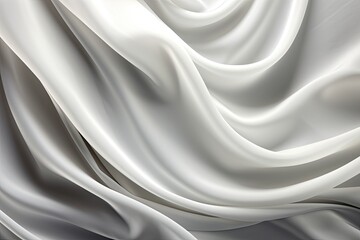 Silver Veil: White Gray Satin Silk Fabric Panorama with Soft Patterns