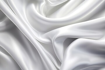 Soft Waves of White Gray Satin: Silver Silk Fabric Background