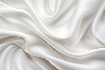 Fototapeta premium The Grace of Drapery: White Satin Silky Cloth Background with Folds