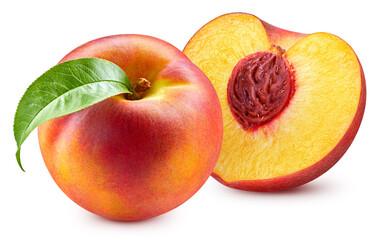 Fresh organic peach isolated clipping path