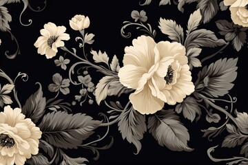 Opulent Ornaments: Black Floral Retro Designs