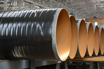 Large diameter steel pipe plant, Steel pipe manufacturing, Steel pipes for drilling oil and water - obrazy, fototapety, plakaty